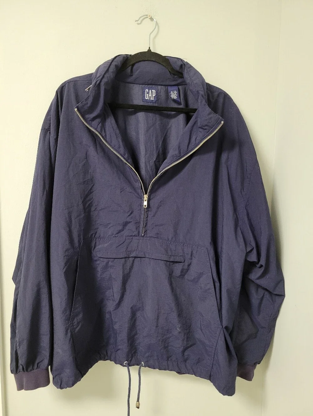 Vintage Gap Jacket Mens XL Blue Nylon Anorak Windbreaker Hooded 90s Gorpcore